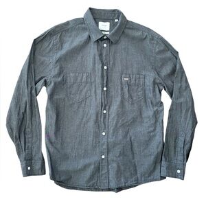Billy Reid Gray Button Up Shirt Men’s Large Standard Fit Cotton Long Sleeve